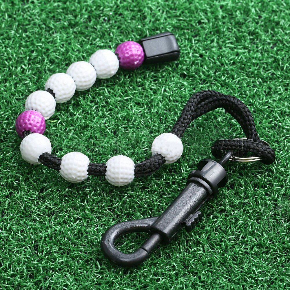 Golf score perler holdbare med clip putt bærbar counter remenber træningshjælp nylon kæde  l0703: Lilla