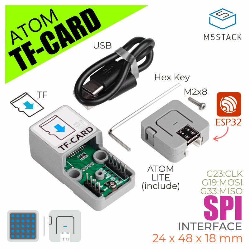 M5Stack Official ATOM TF-Card Kit tfcard Reader Data Saving File Reading Writing Self elastic slot