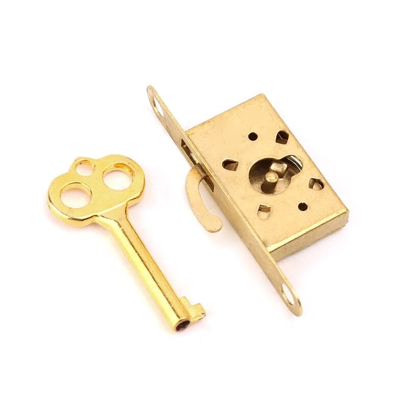 Vintage skuffelås med nøgle antik lille kasse skab dør låse møbler beslag hardware