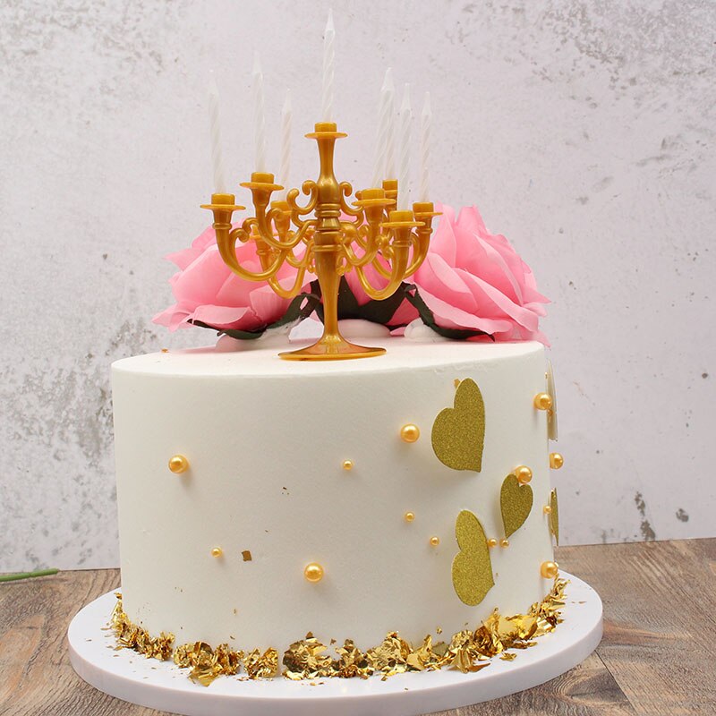 Candelabros de plástico HeyMamba para decoración superior de pastel con vela para niños y adultos, juego de candelero colorido para fiestas de cumpleaños