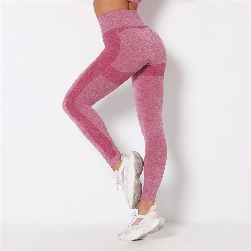 High waist Yoga Pants Seamless Leggings Women Running Sport Stretch Tights Gym Fitness Training Push up Tummy Control Legging: Wine red / S