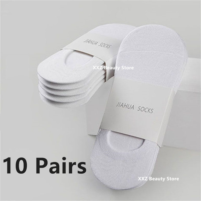 1/5/10/20 pares de calcetines náuticos de verano y otoño para hombres y mujeres, calcetines invisibles de algodón de silicona antideslizantes, calcetines tobilleros para hombre, zapatillas: Azul oscuro