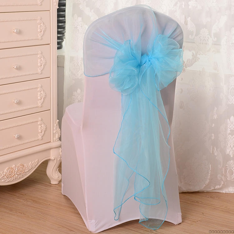 65x275cm Orange Organza Knot Wedding Chair Decor Banquet Event Chair Decorations Bow Ties Chair Bands Sashes Blue 25pcs/lot
