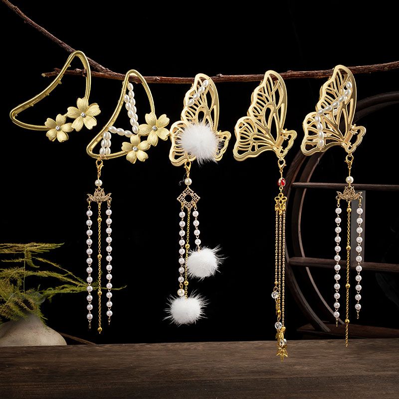 Vintage-schmetterlings-haarspange aus metall, chinesischer hanfu-haarschmuck für damen