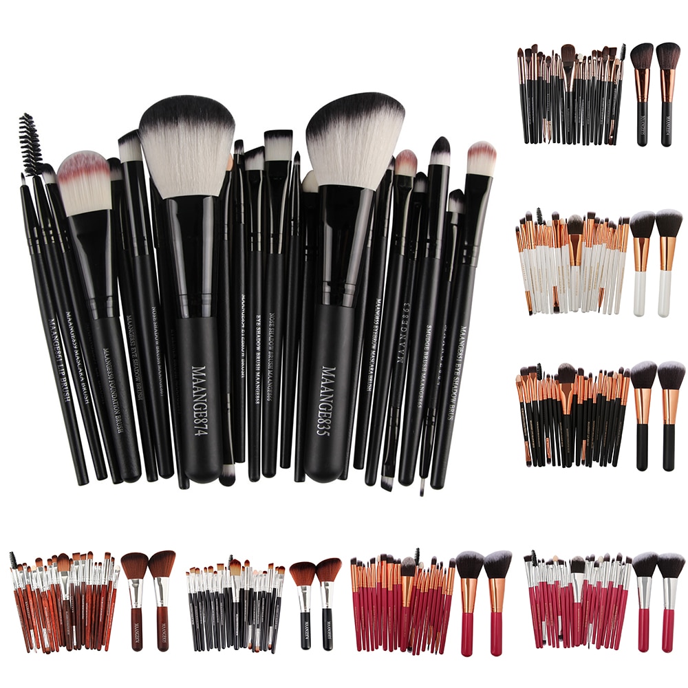 Maage 22/20/18 stuks make-up kwastenset oogschaduw wenkbrauw eyeliner kwast meerkleurig nylon haar plastic handvat