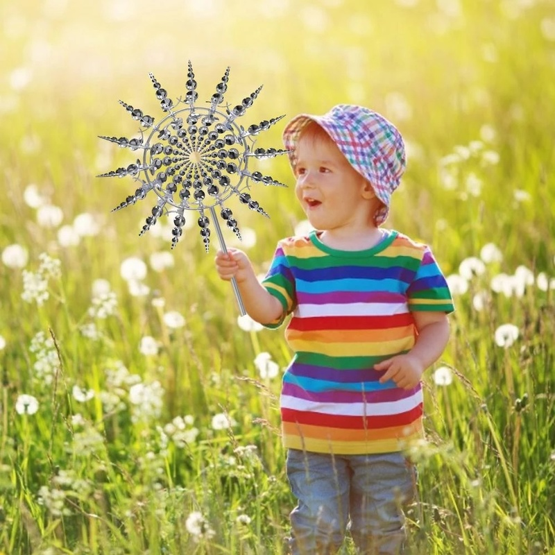 Metal Windmill Wind Chime Outdoor Metal Windmill Nine Bone Windmill Home Yard Patio Lawn Garden Decoration Supplies