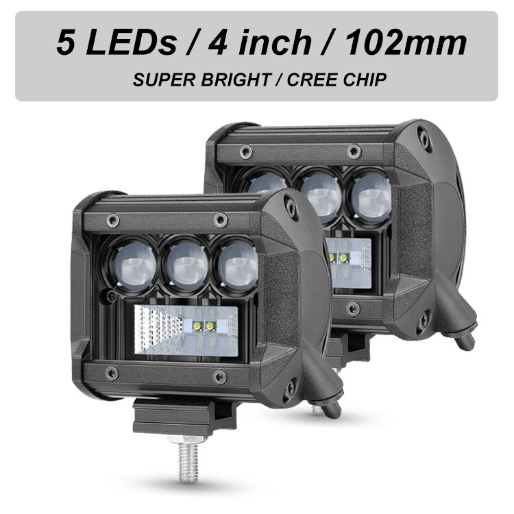 Nlpearl-Barra de luz Led de trabajo 5D CREE, 50W, 100W, 200W, para todoterreno, Jeep 4x4, ATV, camión, tractores, 12V, 24V: 2pcs-5led-50W