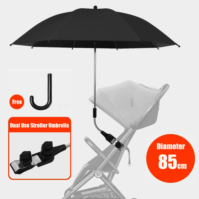 Clip-on Universele Baby Parasol 85 cm Diameter 2 in 1 Kinderwagen Paraplu Voor Zonnescherm Regenbestendig kinderwagen Accessoires: Blauw