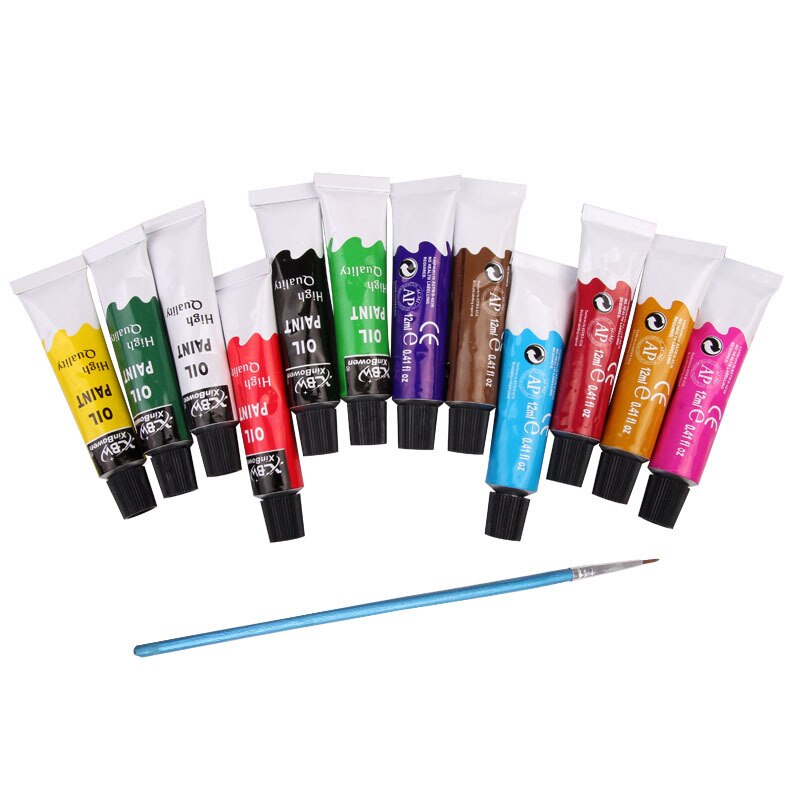 Aluminium Buis Olie Verf 12 Kleuren 12Ml Graffiti Schilderij Verf Set Gratis Borstel Schilderen Materiaal Kunst Levert Voor Kunstenaar