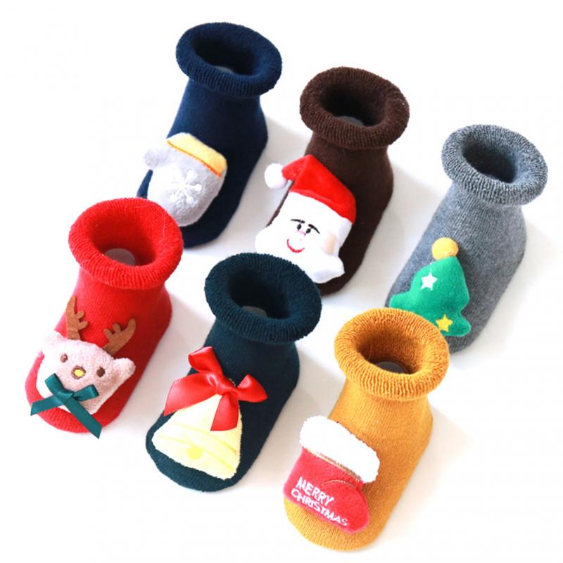 Kinderen Badstof Kerst Sokken Katoenen Baby Vloer Sokken Siliconen Antislip Warme Babysokjes Baby Meisje Jongen Kleding ropa Bebe