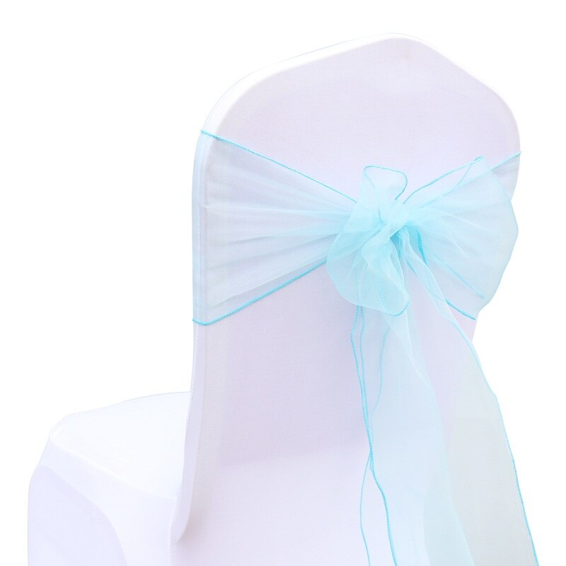 50 st/lot skirt band organza bröllopsdekorationer stol skärp skärp knut stolsöverdrag rosett band slipsar stolar dekoration tillbehör: Turkos
