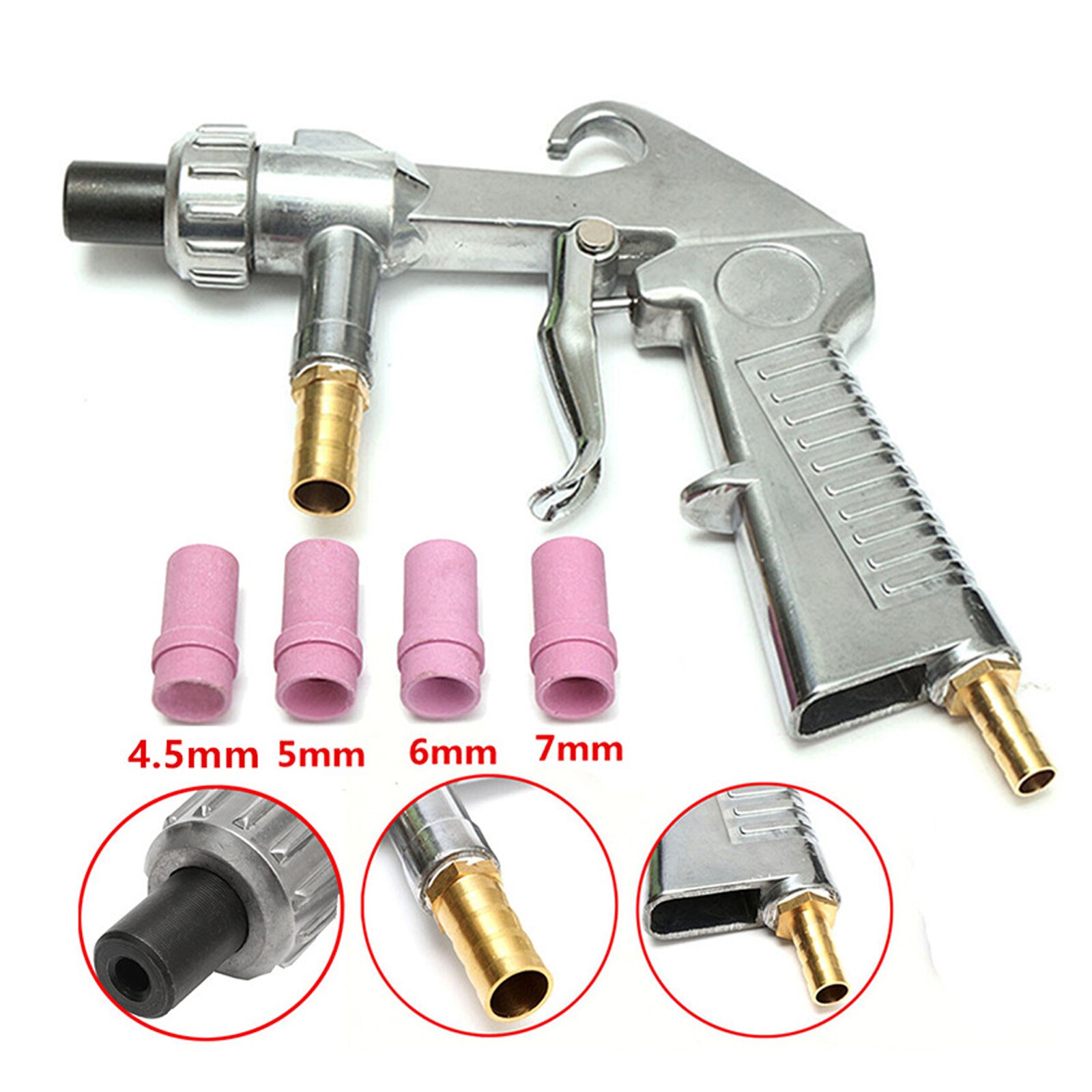 35mm Sandblaster Feed Guns Air Siphon Sand Blasting Multi-purpose Abrasive Tool Ceramic Nozzles Tips Kit Power Tools Sprayer