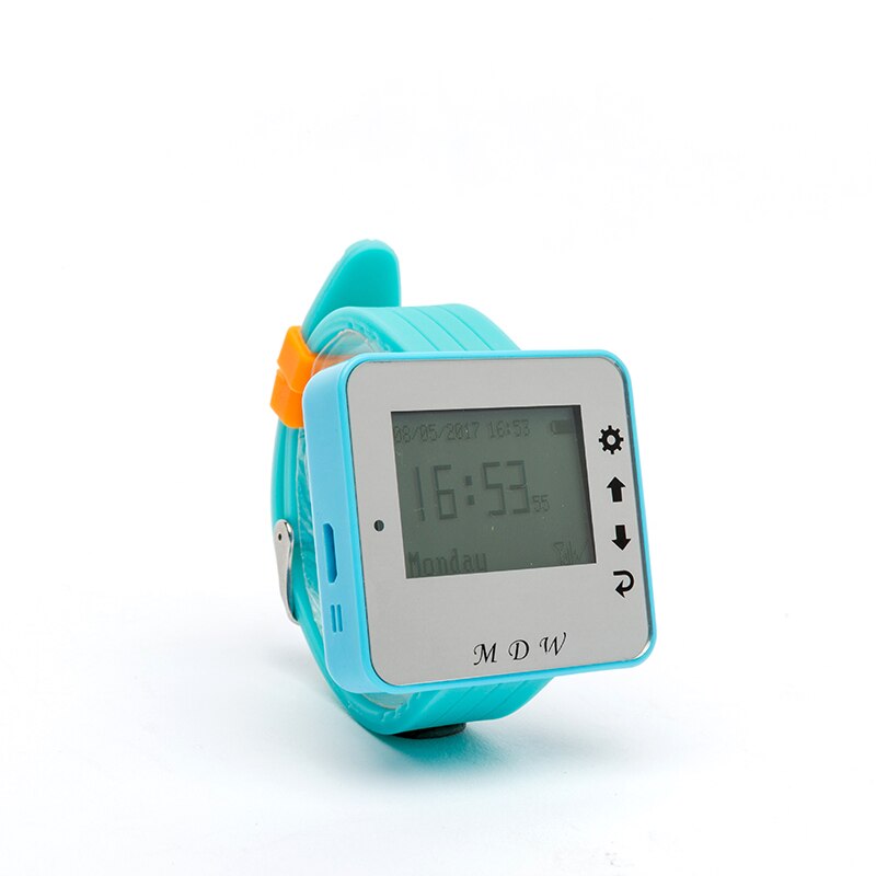 Mindeiwn Most Cheap Wireless Restaurant Pager Waterproof Waiter Call Button Pager And Receiver LED Screen Wrist Watch Pager