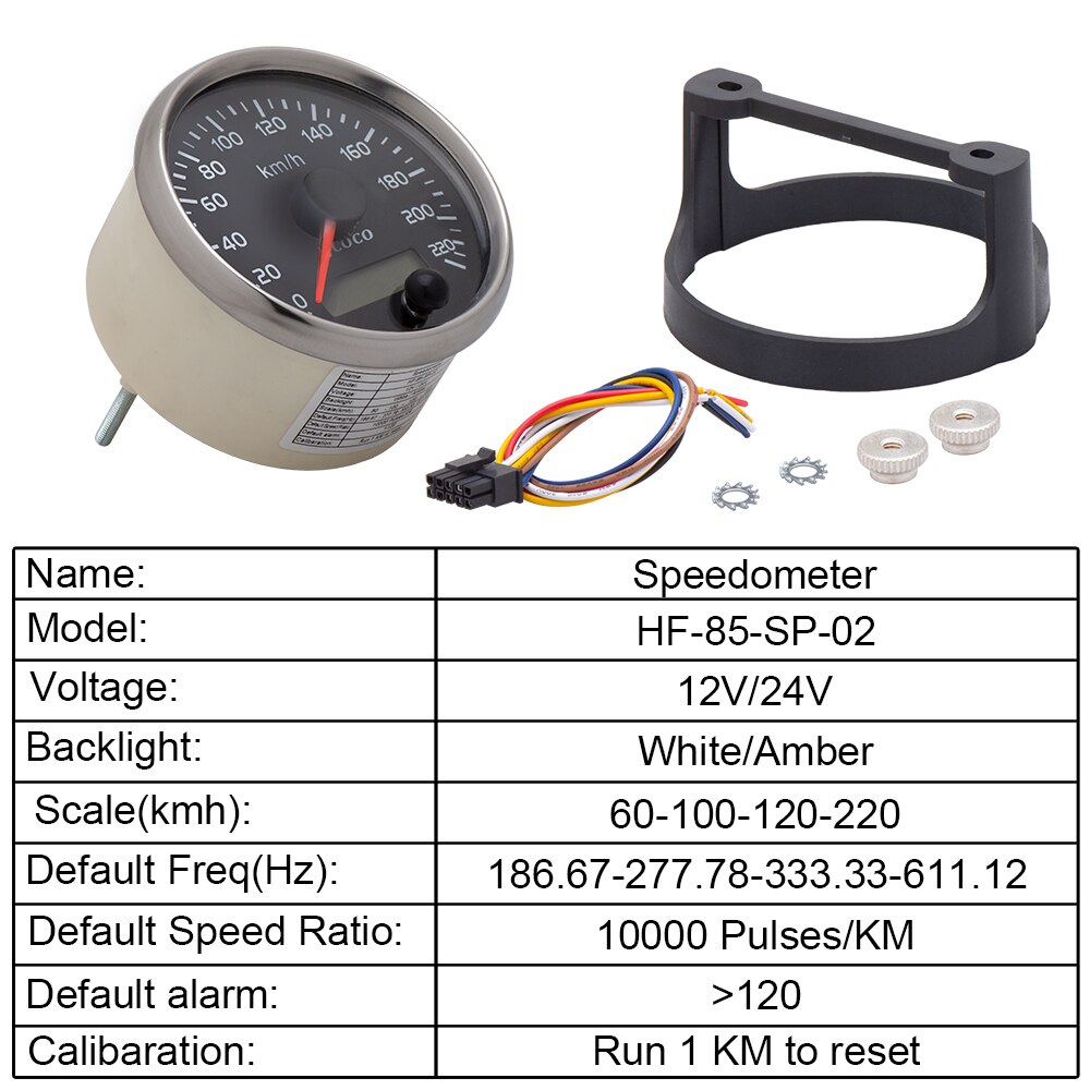 Geloo - Compteur de vitesse 85 mm, 6000 tr/min, tachymètre marin pour