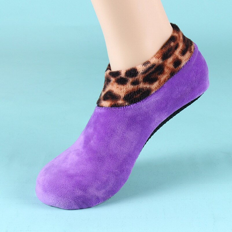 Vrouwen Mannen Zachte Fleece Sokken Thicken Winter Warm Boot Sokken Unisex Mannelijke Elastische Antislip Mode Indoor Vloer Sokken slipper: J women-purple