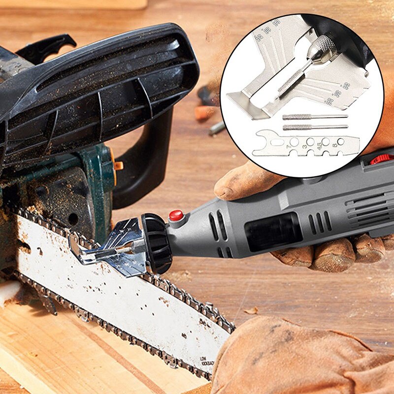 Chainsaw Sharpening Kit Rotary Sharpener Tool Chain Machine Kit Saw Blade Sharpener Guide Drill Adapter Head