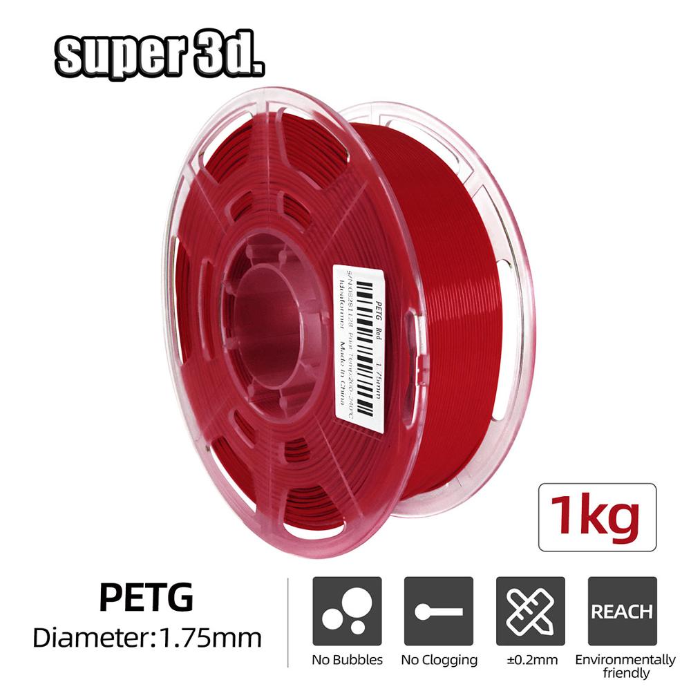 3D Printer Filament PETG 1.75mm 1kg/2.2lbs Plastic Filament Consumables PETG Material DIY printing 100% no bubble: Red