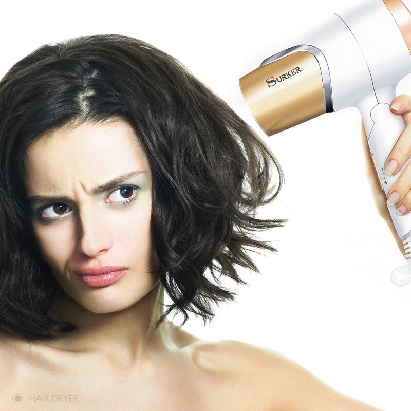 Surker-secador de pelo de anión, plegable, 1600W, herramientas de secado de cabello rápido, 3 archivos, Mini secador de pelo, suszarka do wlosow SK-3909