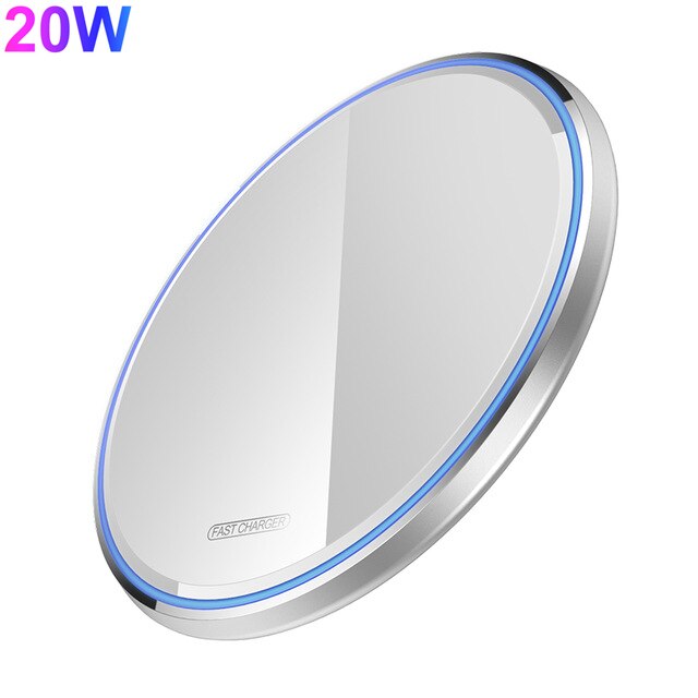 Quick 30W Qi Draadloze Oplader Voor Iphone 12 11 Pro Max X Xr Xs 8 Voor Samsung S21 S20 s10 Note 20 10 Inductie Snel Opladen Pad: 20W White