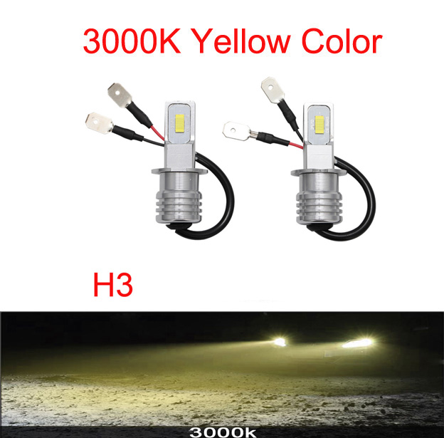 2 uds H3 bombilla LED para faros antiniebla tamaño 1:1 Plug And Play luz brillante de alta potencia para coche 12V 120W 30000LM amarillo blanco azul: Azul oscuro
