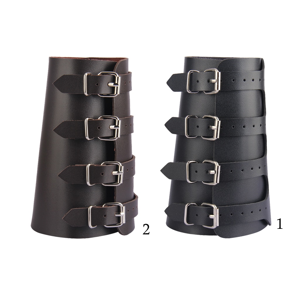 4 Layer Arm Armor Wide Belt Wrap Pu Leather Wristband Cuff Bracelet Bangle Adjustable Arm Warmer Gauntlet Bracer Protective