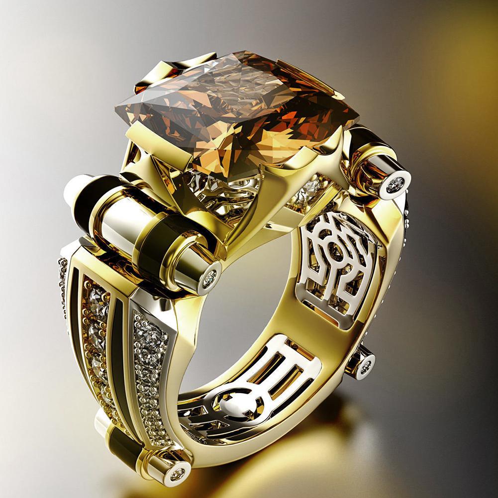 Klassieke gouden herenring met zwarte steen steampunk vintage verloving lieflijk huwelijk heren trendy sieraden