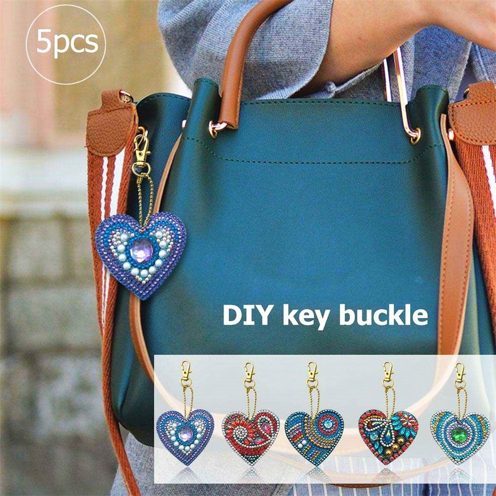 HUACAN porte-clés de bijoux peinture diamant | broderie diamant, sac de dessin animé, décorations bricolage, pour main