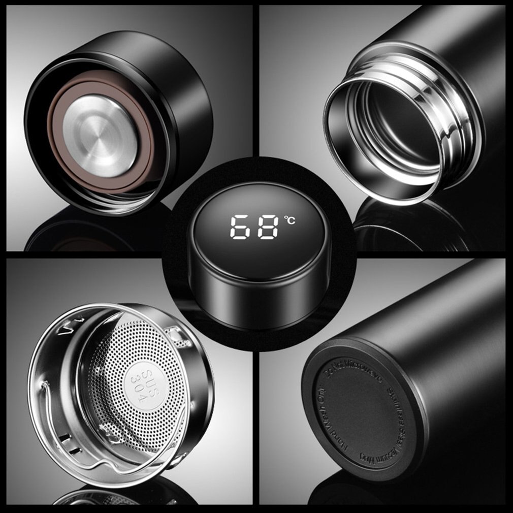 500ML Stainless Steel Insulation Smart Water Bottle, Leak Proof, Double Walled, Keep Drink & Cold, LCD Temperature Display