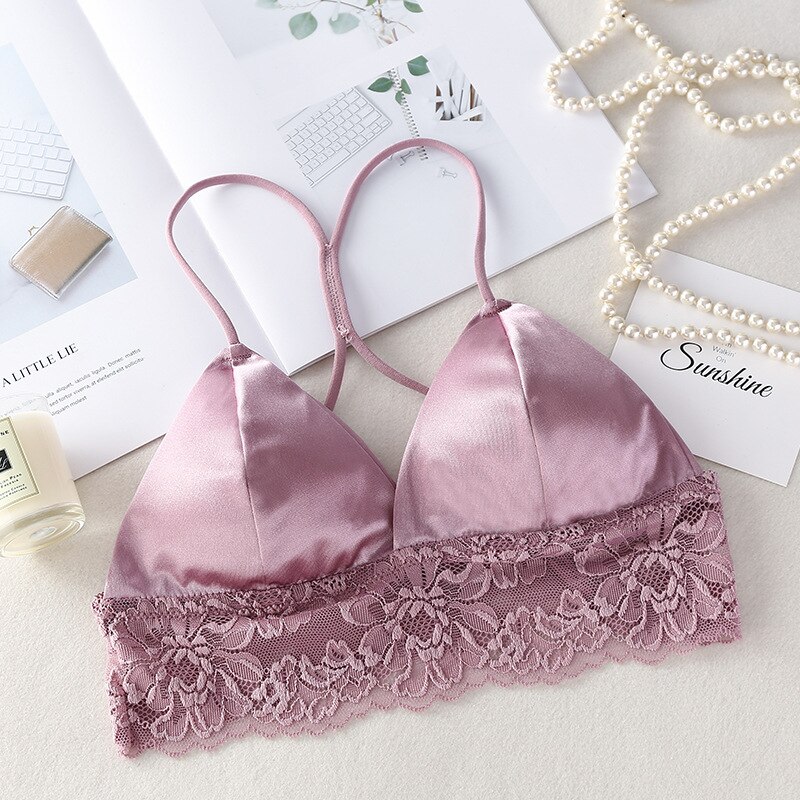 Neue SchöNe Zurück Rohr Spitzen Für Weibliche Spitze Strecth Mädchen Sommer Bhs Mit Kleid Dünne frauen Nackte Brust tassen Langrie: Rosa(70-75ABC)
