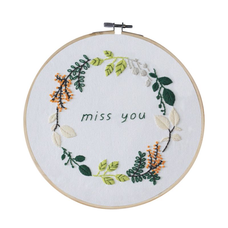 DIY Embroidery For Beginner Flower Pattern Handwork Needlework Cross Stitch Kit Ribbon Painting Embroidery Hoop Home Decoration: A2