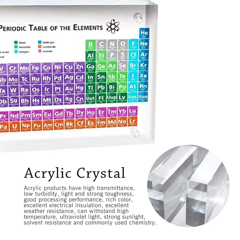 Akryl periodiska systemet för element tabell display, med element barn undervisning födelsedag lärarens dag