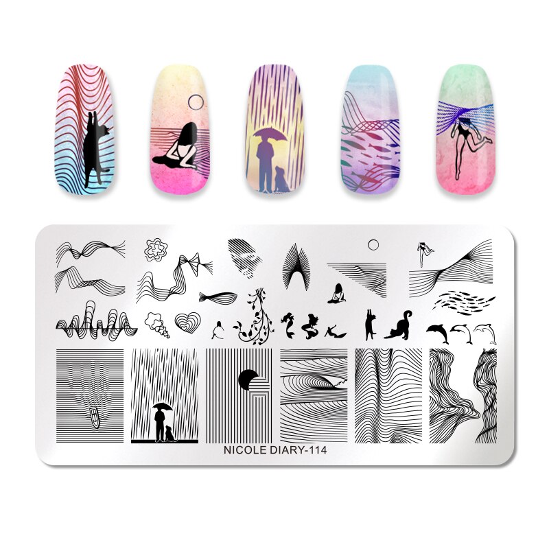 NICOLE DAGBOEK Halloween Serie Nail Stempelen Platen Rose Bloemen Nail Art DIY Nail Image Plate Printing Stencil Accessoires Tool
