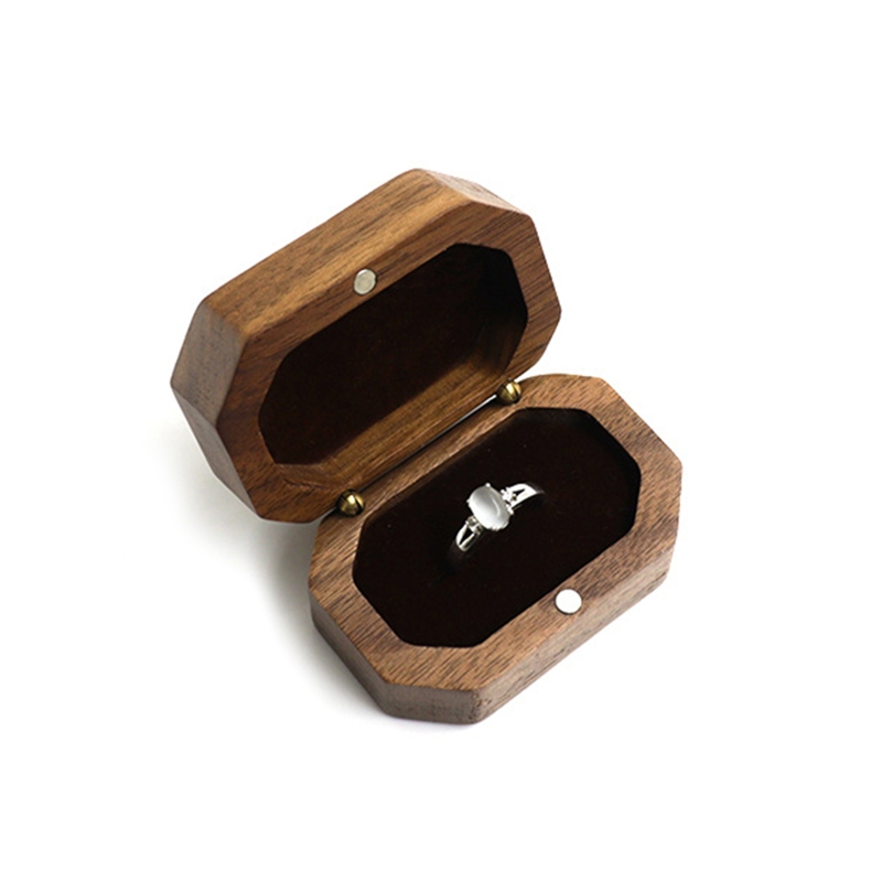 Caja de madera para anillos de compromiso, propuesta, ceremonia de boda, caja para anillos de exhibición de Joyas, caja para anillos: 8