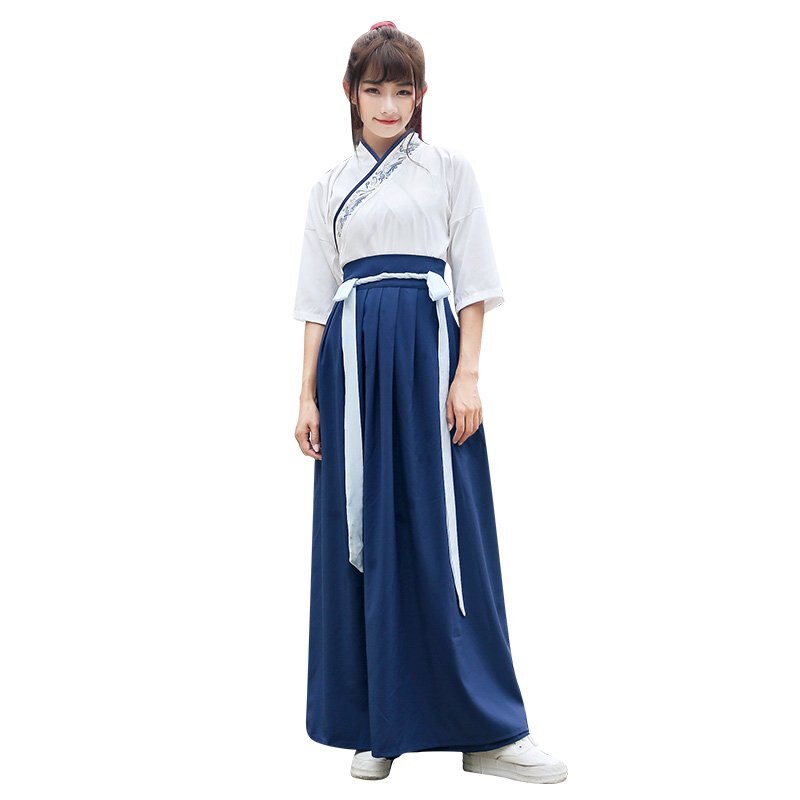 Hanfu Kostuum Chinese Stijl Borduurwerk Hanfu Kostuum Chinese Oude En Traditionele Vrouwen Kleding Volksdans Kostuum DQL1151