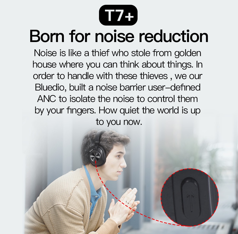 Bluedio T7+ Bluetooth Headphones User-defined Active Noise Cancelling sd card slot Wireless Headsets with face recognition