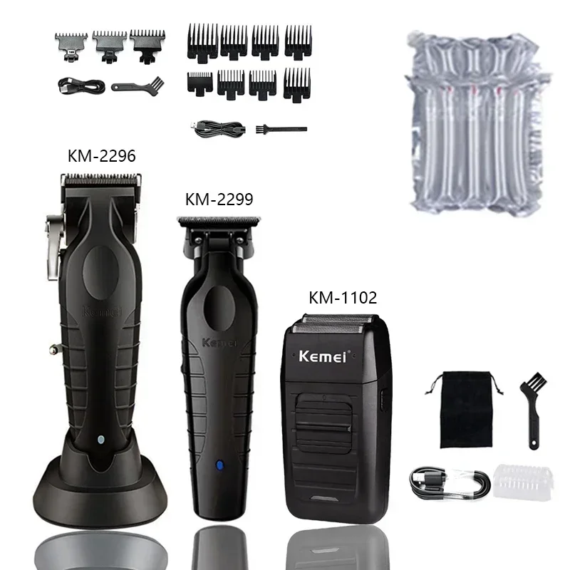 Kemei 2299 Barber Cordless Hair Trimmer 0mm Zero Gapped Carving Clipper Detailer Electric Finish Cutting Machine: VIOLET/紫罗兰