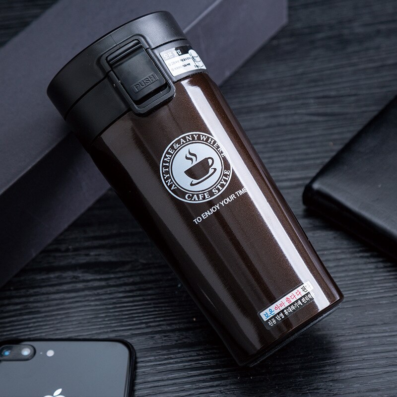 Vacuum Insulated Insulation Thermos Flask Coffee/Tea/Milk Stainless Steel Thermos Tumbler Cups Thermo Water Bottle: Brown