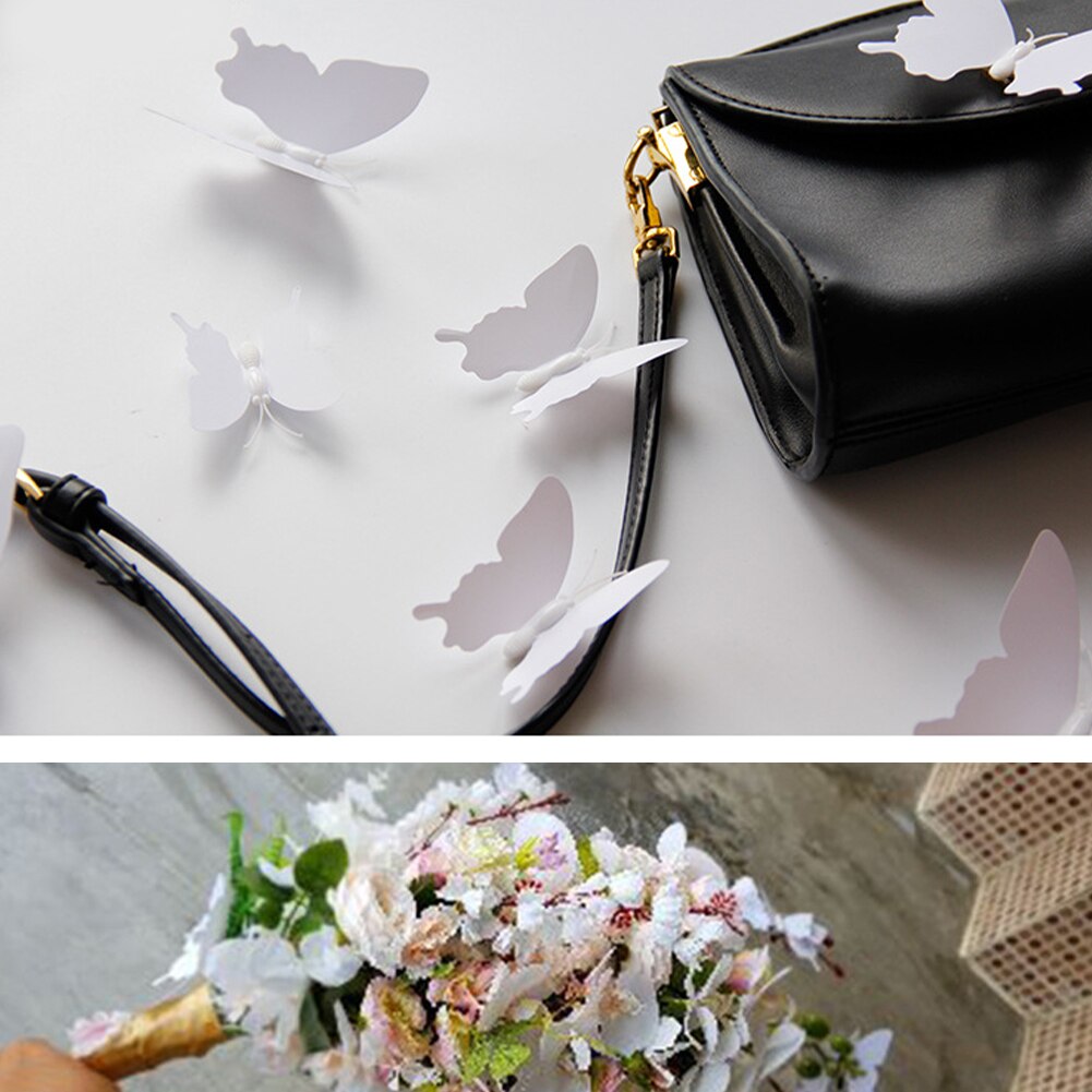 12 stuks muurstickers raam enkellaags doe-het-zelf stickers huisdecoratie 3d vlinders koelkast met magneet laptop pvc slaapkamer woonkamer