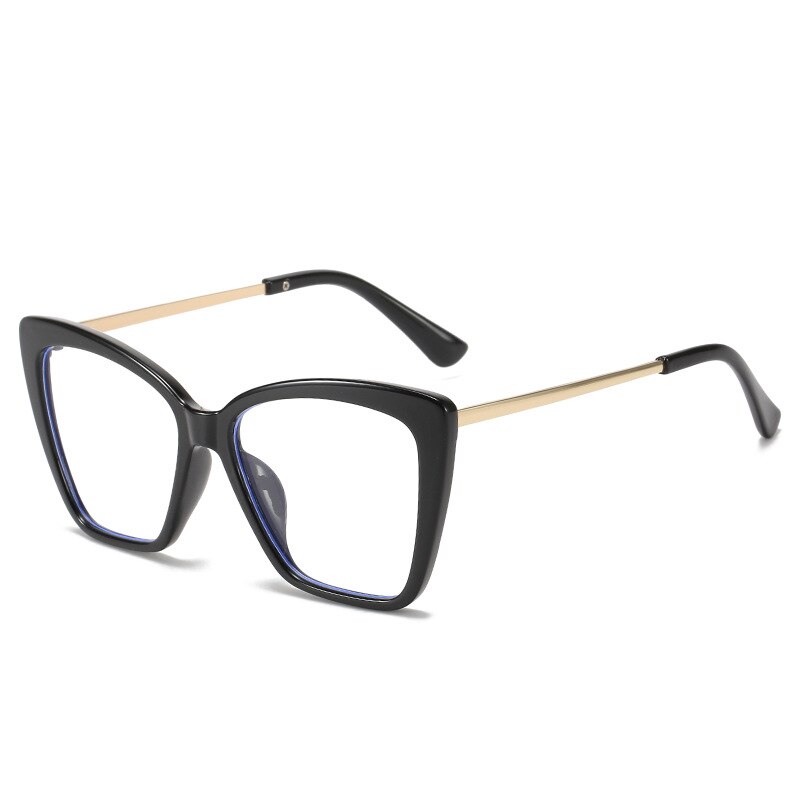NYWOOH Anti Blue Light Computer Glasses Frames Women Transparent Cat Eye Eyeglasses Ladies Oversized Optical Frame: BLACK