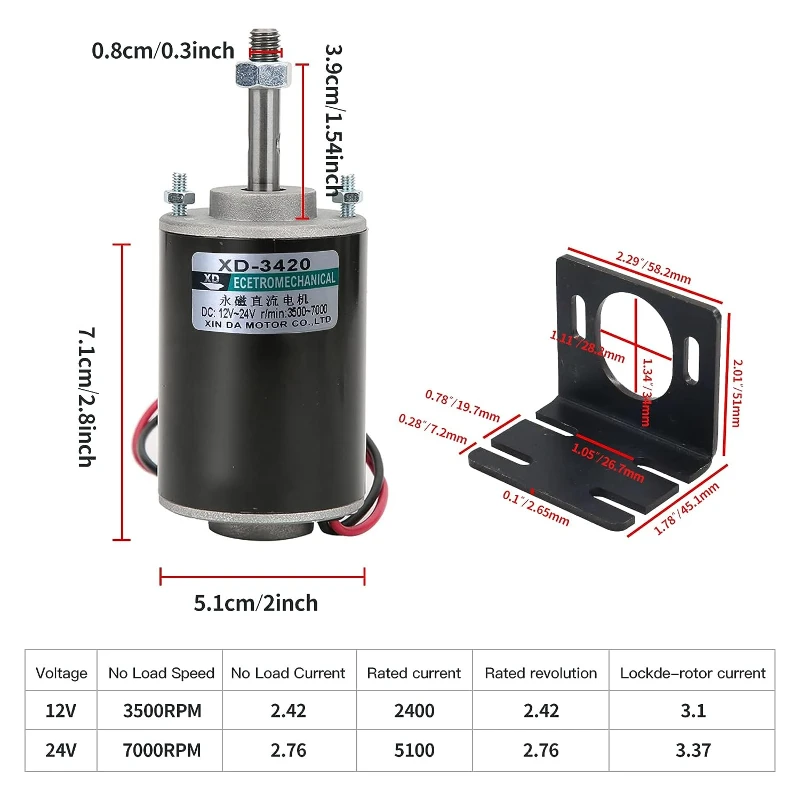 Dc-motor med høyt dreiemoment, 12v/24v permanentmagnetmotorer, gjør-det-selv-generatormotor, 30w cw/ccw, 3500/7000 o/min med montert hastighetsregulator