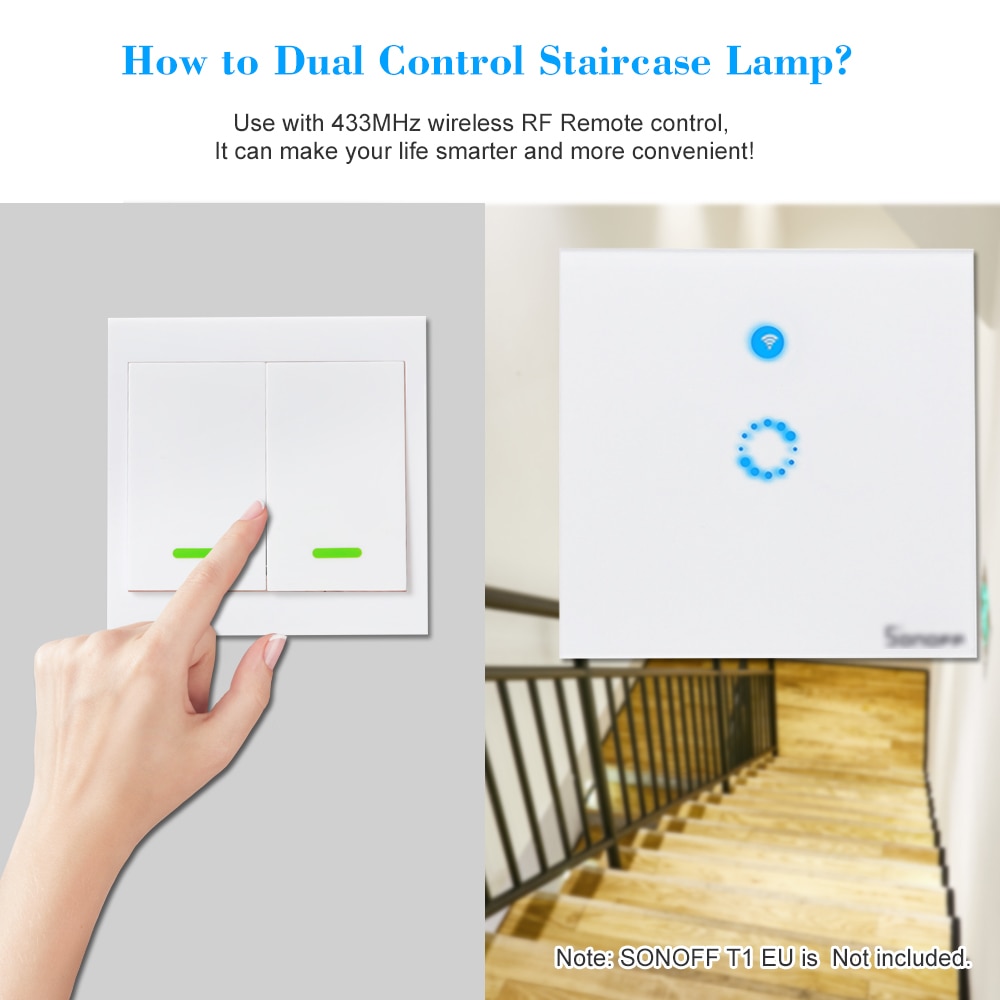 eWeLink Push Button Wall Light Switch Remote Controller 1/2/3 Gang 86 Type Panel Switch Smart Home 433MHz Wireless RF Control