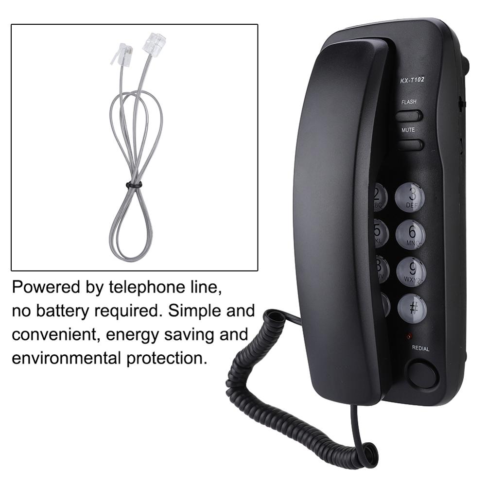 Portable Mini Phone Wall Mount Telephone Landline Extension for Home Family Hotel Black