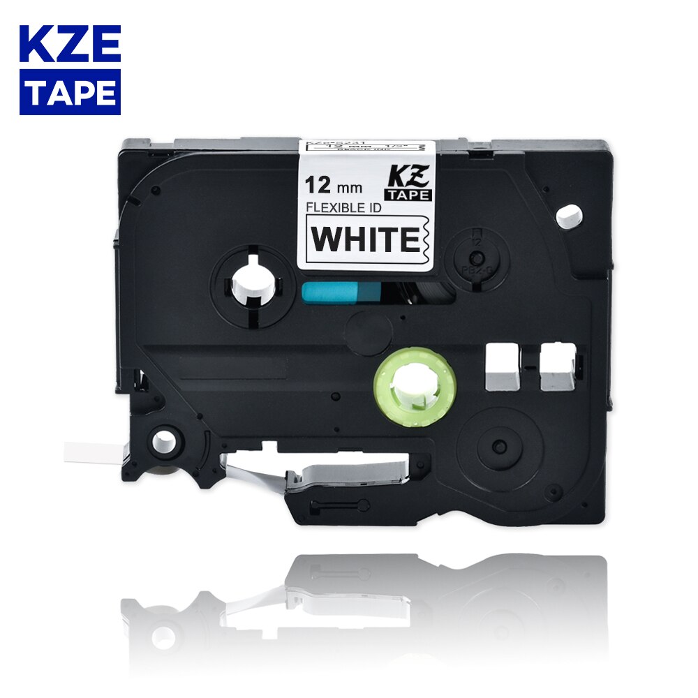 KZE 12mm FX231 Multicolor Flexible Laminated Cable Label Tape Compatible Tze-FX231 tze tape Flexible label for P-touch printers: black on white