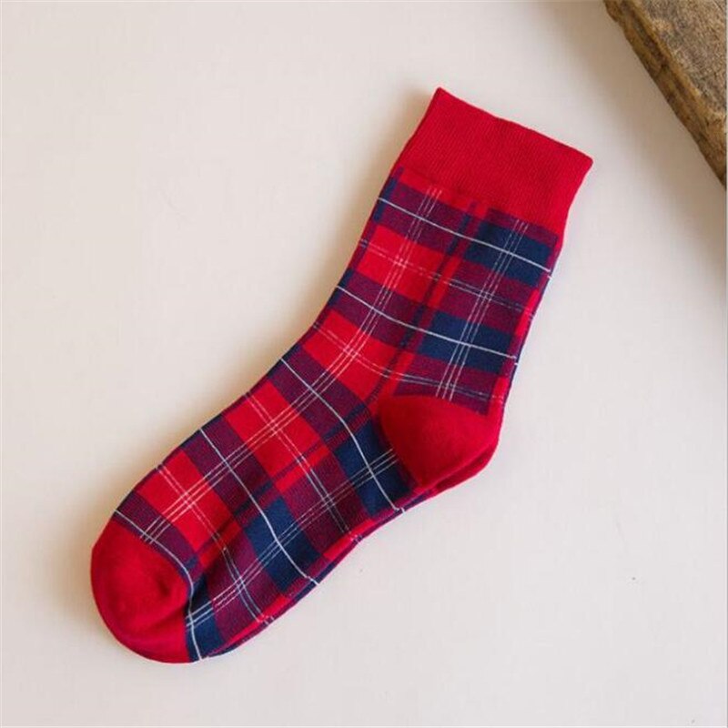Calcetines Vintage de algodón a cuadros para mujer, medias Kawaii de rejilla de celosía escocesa Retro, de , a la , para Otoño e Invierno
