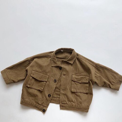 Cappotto Cardigan per bambini in stile coreano giapponese per bambina: 963 Brown / 3t