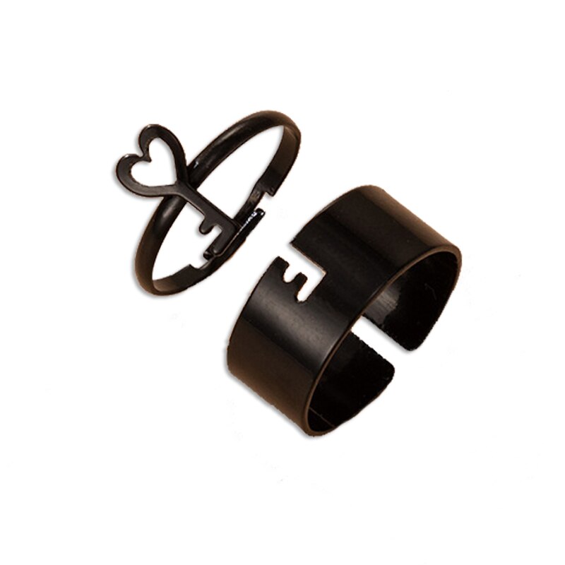 LATS-Anillos abiertos para mujer y niña, joyería gótica, Punk, negra, Vintage, Simple, Animal, mariposa, estrella, Luna, corazón, llama