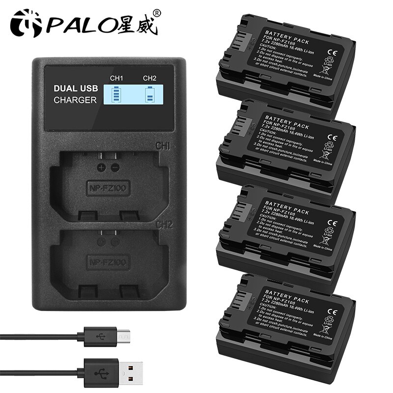 Voor Sony Batterij 7.2V 2280Mah NPFZ100 Np FZ100 Batterij + Lcd Dual Usb Oplader Voor NP-FZ100 Camera Batterij a9 A7R Iii A7 Iii A6600