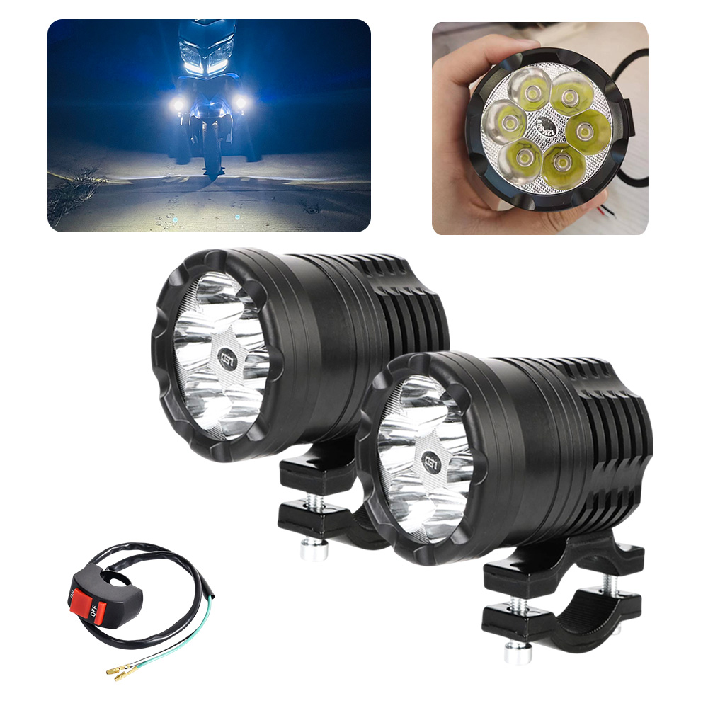 Additional Led Headlights For Motorcycle Fog Lights High/Low/Strobe Auxiliary Front Spotlights Long Range Round Flashing Lights: Pink