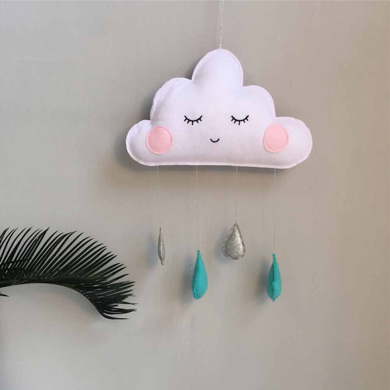 Nórdico fieltro nube gotas de lluvia guirnalda bebé habitación decoración de la pared carpas decoración nubes sonrisas accesorios de fotografía de navidad