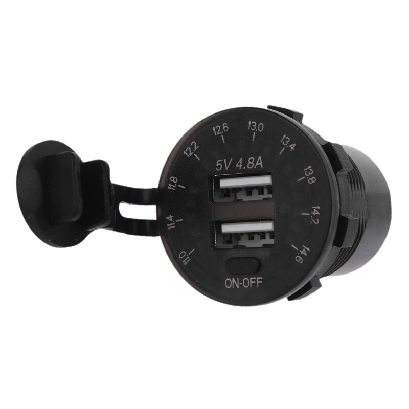 12V Quick Charge 3.0 Usb Suv Autolader Waterdichte 18W Type C Pd Outlet Snelle Oplader Met Led voltmeter Op Uit Schakelaar: A